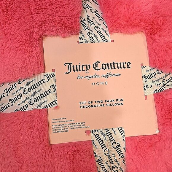 Juicy Couture Home Set of 2 Faux Fur Plush Decorative Pillows - Picture 5 of 5